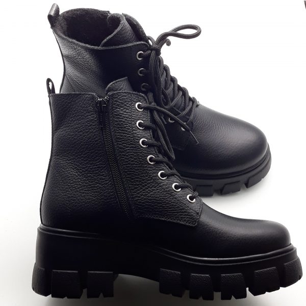 Ghete dama piele naturala neagra bizonta - imagine 3