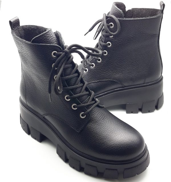 Ghete dama piele naturala neagra bizonta - imagine 2