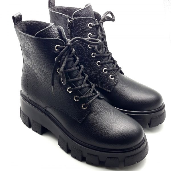 Ghete dama piele naturala neagra bizonta - imagine 4