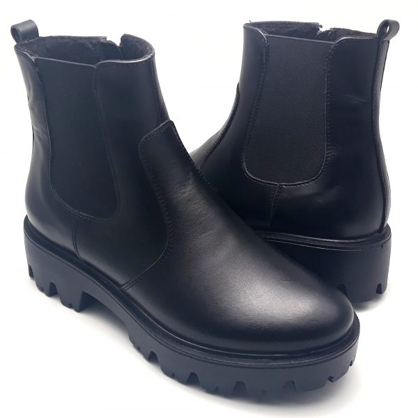 Ghete dama din piele naturala neagra - imagine 2