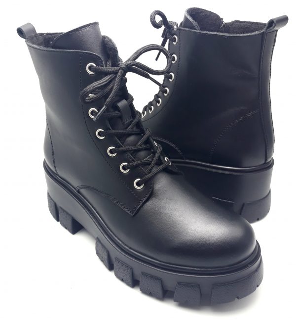 Ghete dama piele naturala neagra - imagine 2