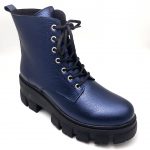 Ghete dama piele naturala bizonata albastru sidef