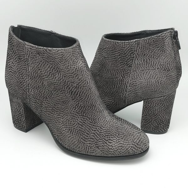 Botine dama din piele naturala intoarsa gri - imagine 2