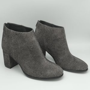 Botine dama din piele naturala intoarsa gri