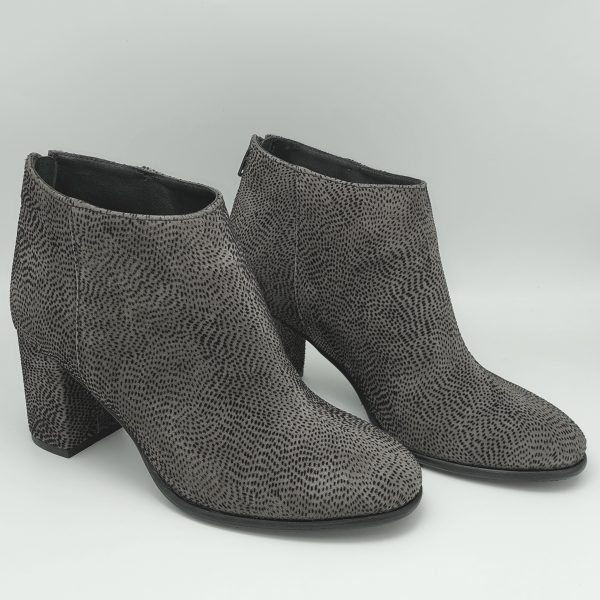 Botine dama din piele naturala intoarsa gri