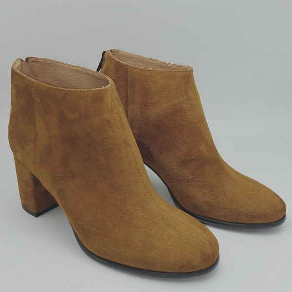 Botine dama din piele naturala intoarsa camel