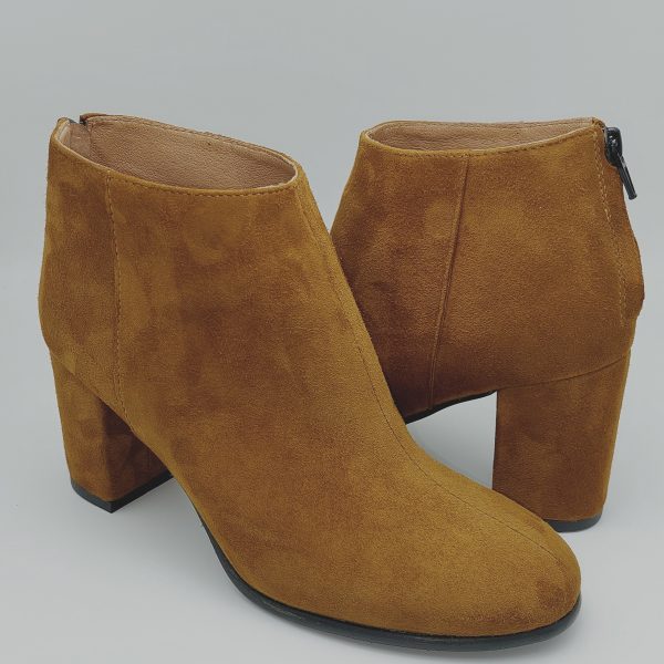 Botine dama din piele naturala intoarsa camel - imagine 2