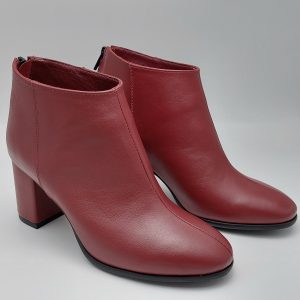 Botine dama din piele naturala rosie