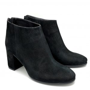 Botine dama din piele naturala intoarsa neagra