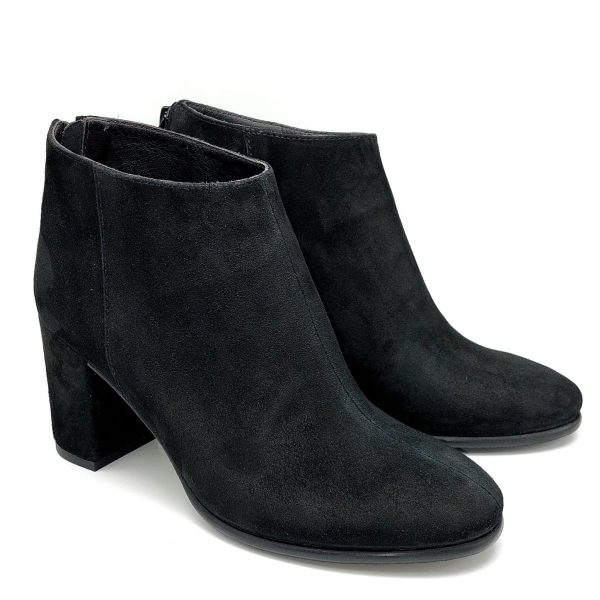 Botine dama din piele naturala intoarsa neagra