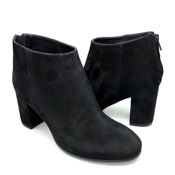 Botine dama din piele naturala intoarsa neagra - imagine 2