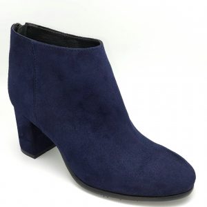 Botine dama din piele naturala intoarsa bleumarin