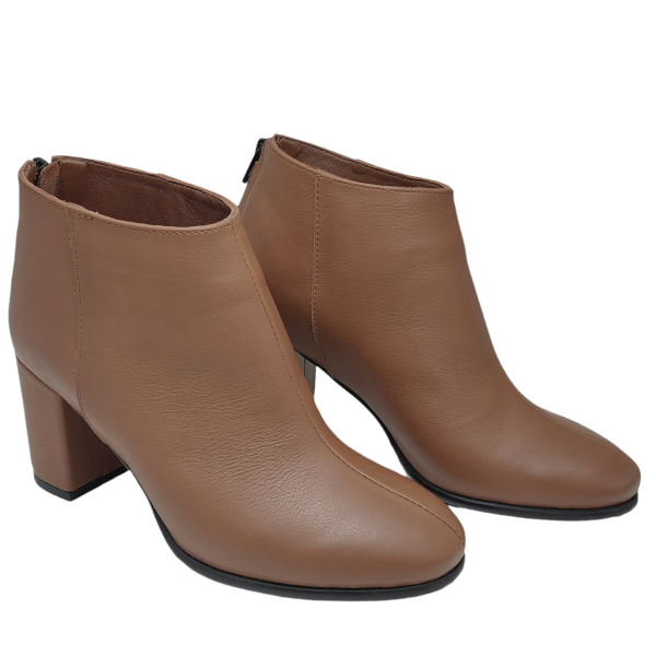 Botine dama din piele naturala maro deschis - imagine 2