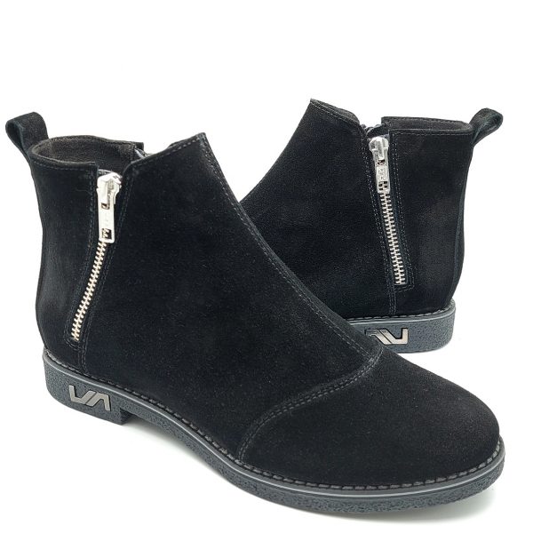 Ghete dama piele naturala intoarsa neagra - imagine 2