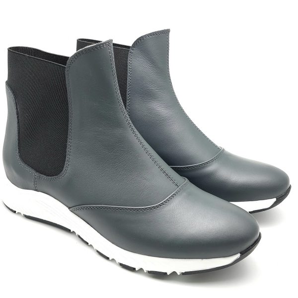 Ghete dama sport din piele naturala gri - imagine 2