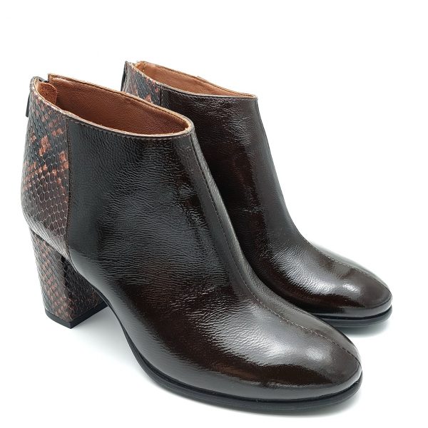 Botine dama din piele naturala lacuita maro - imagine 2