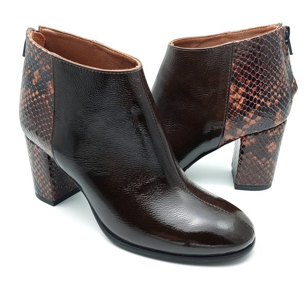 Botine dama din piele naturala lacuita maro - imagine 3