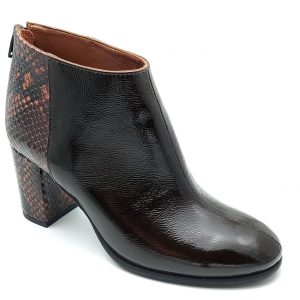 Botine dama din piele naturala lacuita maro