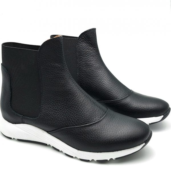 Ghete dama sport din piele naturala bizonata neagra - imagine 2