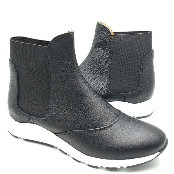 Ghete dama sport din piele naturala bizonata neagra - imagine 3