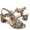Sandale dama din piele naturala intoarsa imprimeu leopard - imagine 2