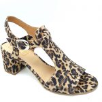 Sandale dama din piele naturala intoarsa imprimeu leopard