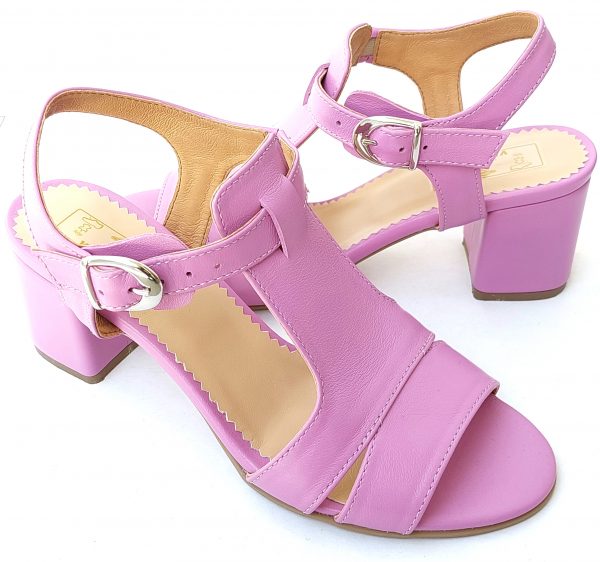 Sandale dama din piele naturala lila - imagine 2