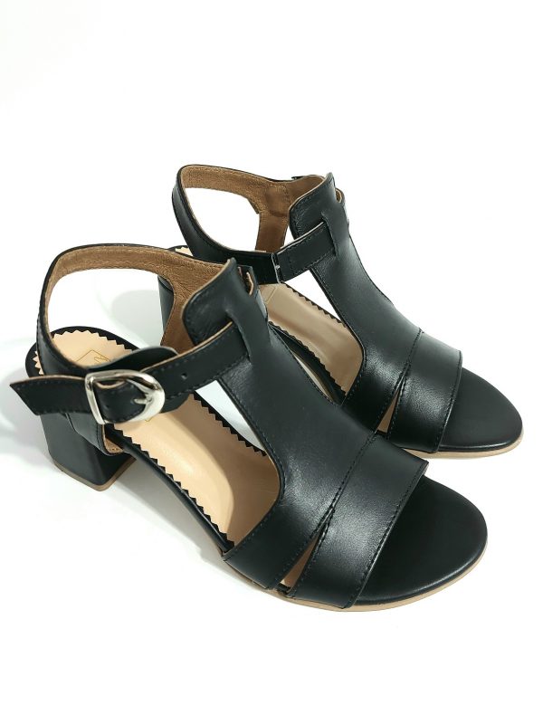 Sandale dama din piele naturala neagra - imagine 2