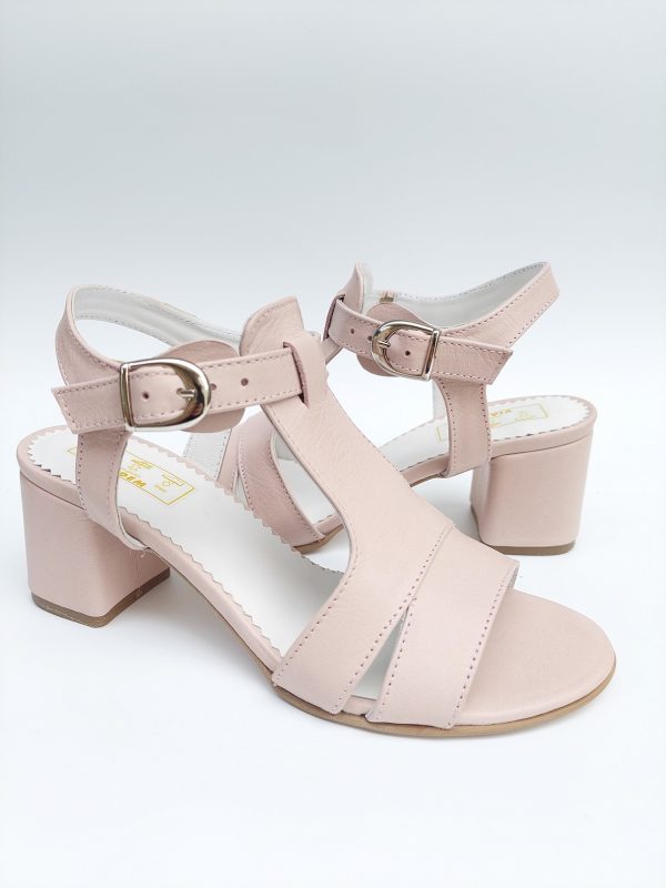 Sandale dama din piele naturala roz-nude - imagine 2