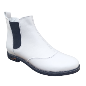 Ghete dama cu elastic din piele naturala alba