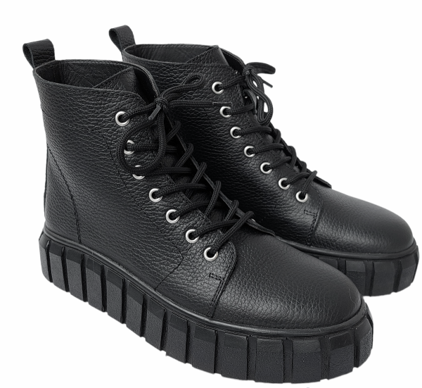 Ghete dama din piele naturala bizonata neagra - imagine 4