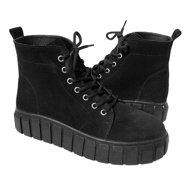 Ghete dama din piele naturala intoarsa neagra - imagine 2