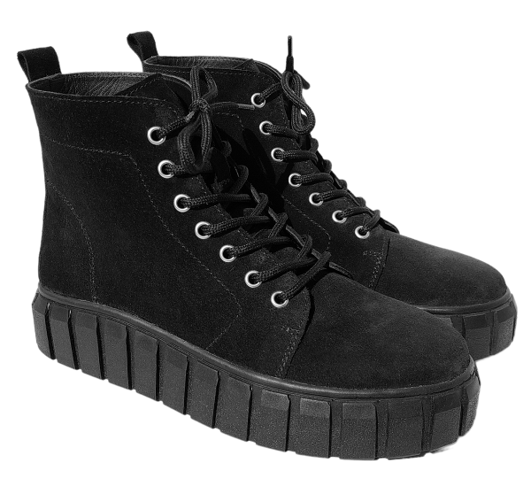 Ghete dama din piele naturala intoarsa neagra - imagine 3