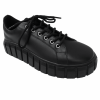 Pantofi dama cu siret din piele naturala neagra