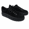 Pantofi dama cu siret din piele naturala intoarsa neagra - imagine 3