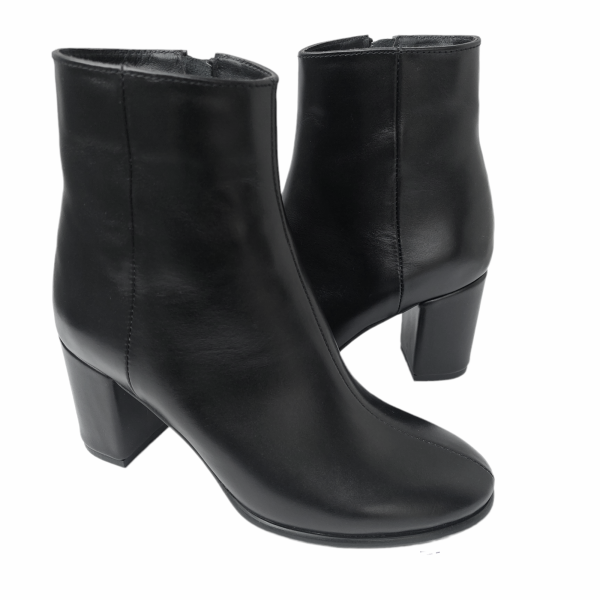 Ghete dama cu toc din piele naturala neagra - imagine 2