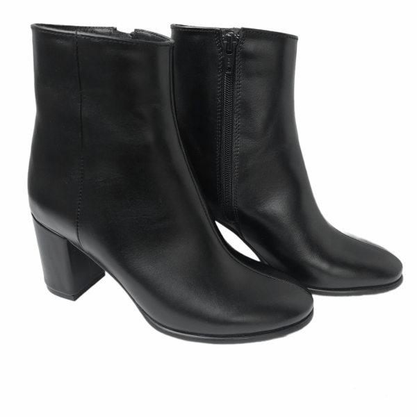 Ghete dama cu toc din piele naturala neagra - imagine 3