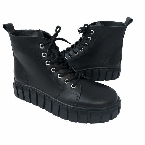Ghete dama din piele naturala neagra - imagine 2