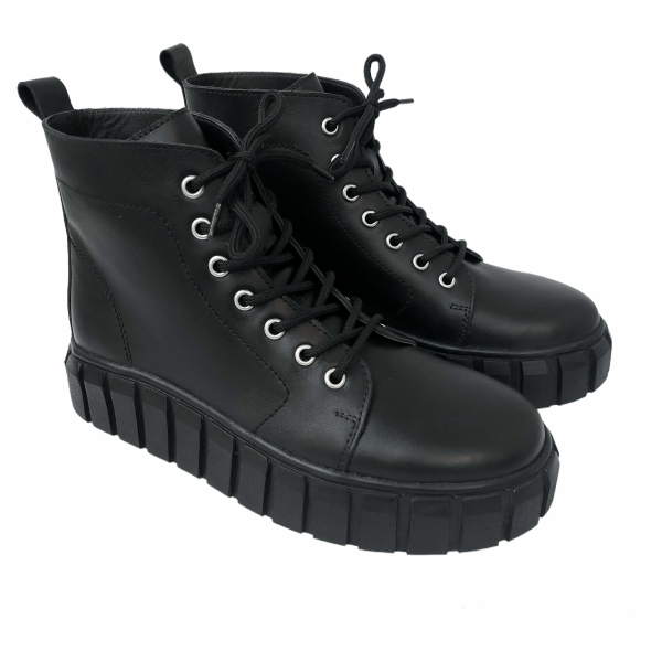 Ghete dama din piele naturala neagra - imagine 3