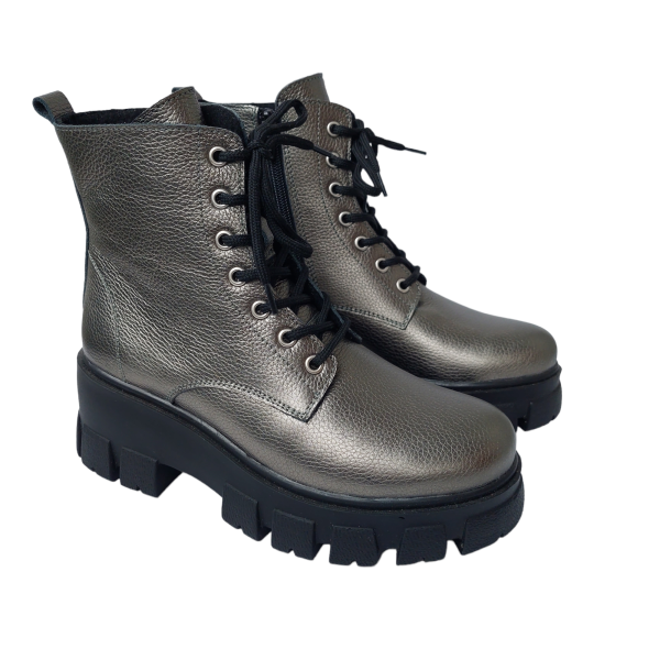 Ghete dama piele naturala bizonata bronze - imagine 3