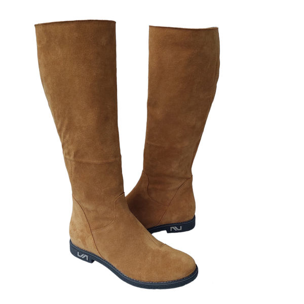 Cizme dama din piele naturala intoarsa camel - imagine 2