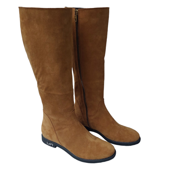 Cizme dama din piele naturala intoarsa camel - imagine 3