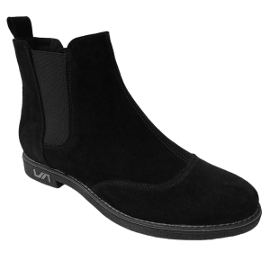Ghete dama cu elastic din piele naturala intoarsa neagra