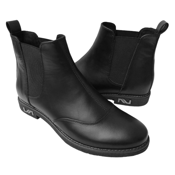 Ghete dama cu elastic din piele naturala neagra - imagine 2