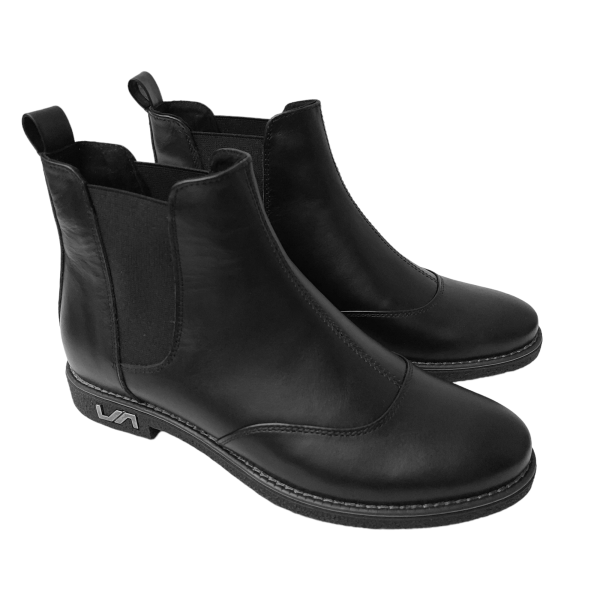 Ghete dama cu elastic din piele naturala neagra - imagine 3