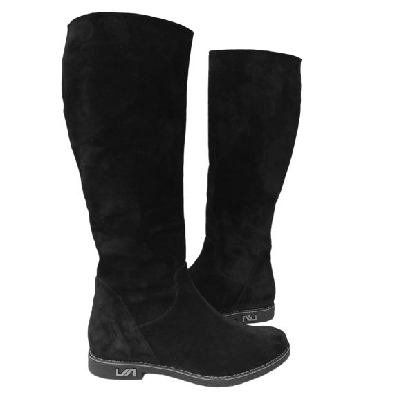Cizme dama din piele naturala intoarsa neagra - imagine 2