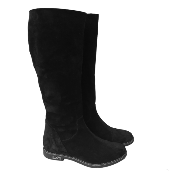 Cizme dama din piele naturala intoarsa neagra - imagine 3