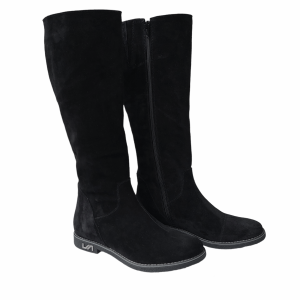Cizme dama din piele naturala intoarsa neagra - imagine 4