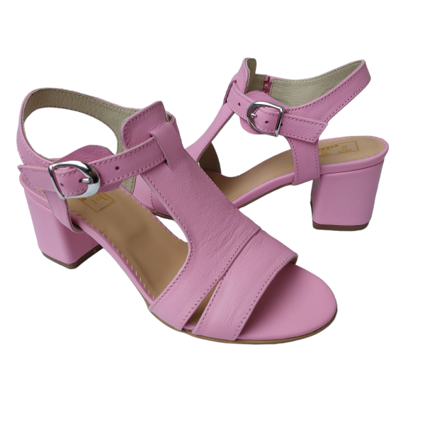Sandale dama din piele naturala roz-lila - imagine 2