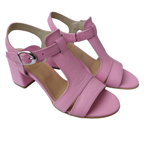 Sandale dama din piele naturala roz-lila - imagine 3